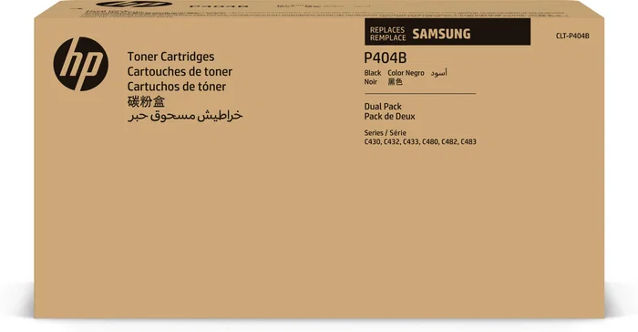 HP Paquete de 2 Cartuchos de Tóner Negro CLT-P404B para Samsung
