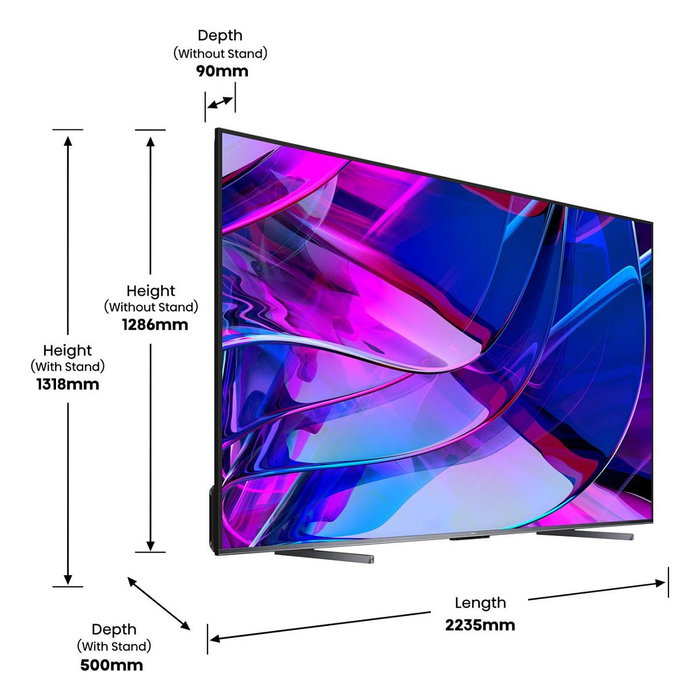 Hisense 100U7KQ - Smart TV 100" (254 cm) 4K UHD Mini LED 144Hz, WiFi, Bluetooth, Dolby Atmos, VIDAA U7, HDR10+, FreeSync, Modo Juego, Negro