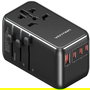 Vention FJGB0 Cargador Pared Universal GaN 120W para Viaje, Adaptador Internacional con 3xUSB-C y 1xUSB-A, Carga Rápida PD 100W