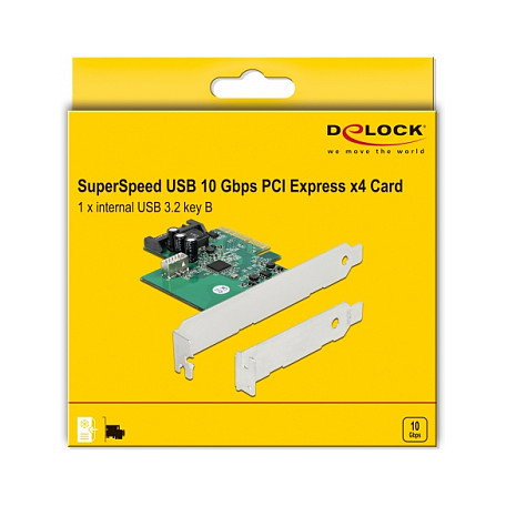 DeLOCK 90068 Tarjeta PCI Express x4 a 1 x interno USB 3.2 Gen 2 clave B hembra de 20 pines