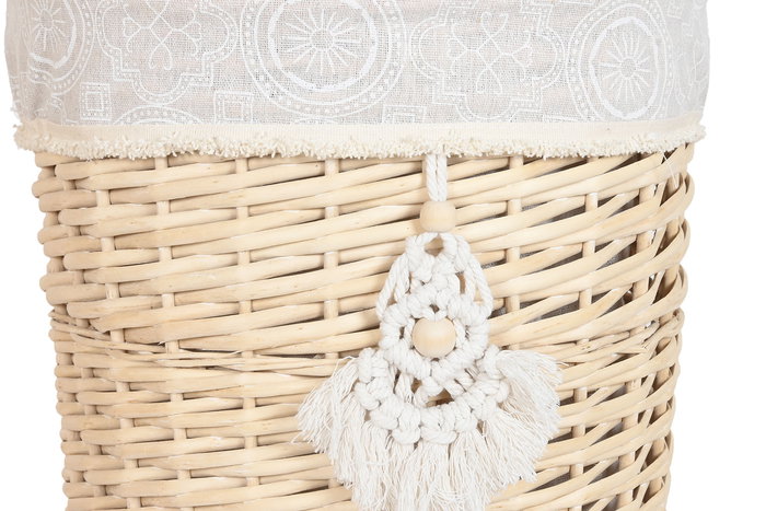 DKD Home Decor Cesta Ropa Boho Natural Mimbre y Poliéster Set de 3 Piezas 45 x 55 x 45 cm DKD Home Decor Cesta Ropa Boho Natural Mimbre y Poliéster Set de 3 Piezas 45 x 55 x 45 cm