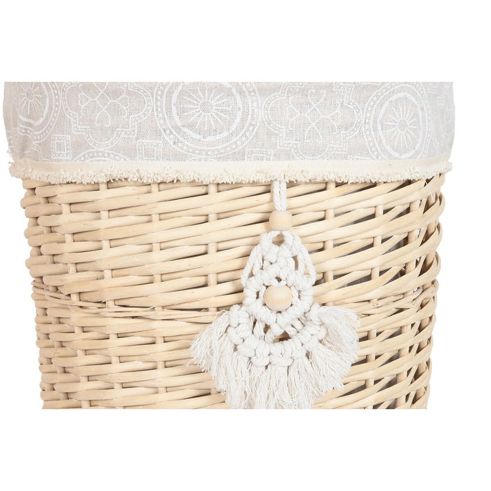 DKD Home Decor Set de 3 Cestas de Ropa de Mimbre y Poliéster Natural DKD Home Decor Set de 3 Cestas de Ropa de Mimbre y Poliéster Natural