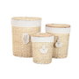 DKD Home Decor Set de 3 Cestas de Ropa de Mimbre y Poliéster Natural