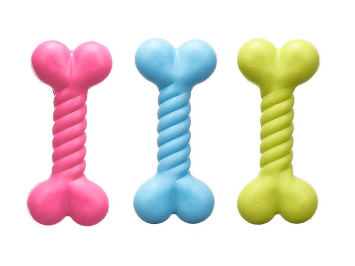 Mascow Hueso de Silicona para Perro 12 cm Surtido Azul, Rosa, Verde (Set de 24)
