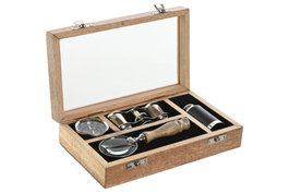 DKD Home Decor Set de 4 Piezas Vintage Regalo Brujula Lupa Prismaticos Catalejo Marron 22 x 13 x 6 cm