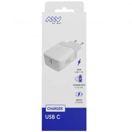 Myway Cargador de Pared MWACC0005 Tipo C PD 20W Blanco