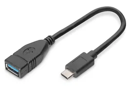 Digitus Cable Adaptador USB Type-C a USB-A OTG 0,15m Negro