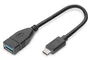 Digitus Cable Adaptador USB Type-C a USB-A OTG 0,15m Negro