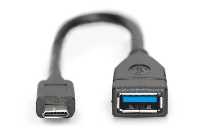 Digitus Cable Adaptador USB Type-C a USB-A OTG 0,15m Negro