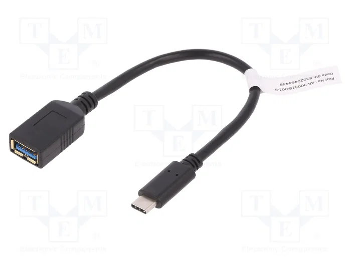 Digitus Cable Adaptador USB Type-C a USB-A OTG 0,15m Negro