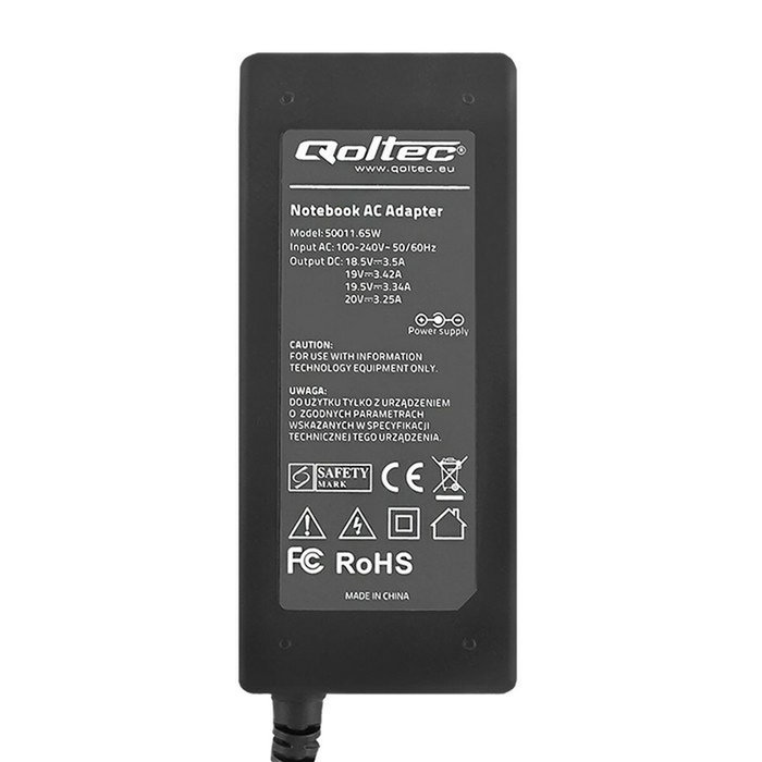 Qoltec Cargador Universal 65W con múltiples conectores Qoltec Cargador Universal 65W con múltiples conectores