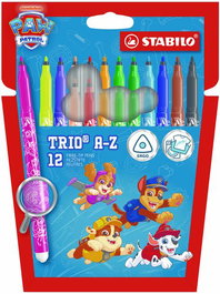 STABILO Estuche de 12 Rotuladores de Fibra Trio A-Z Patrulla Canina