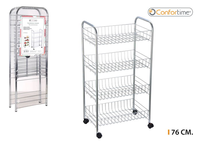 Confortime Verdulero Metal Cromo 4 Pisos 72 cm (6 Unidades) Confortime Verdulero Metal Cromo 4 Pisos 72 cm (6 Unidades)