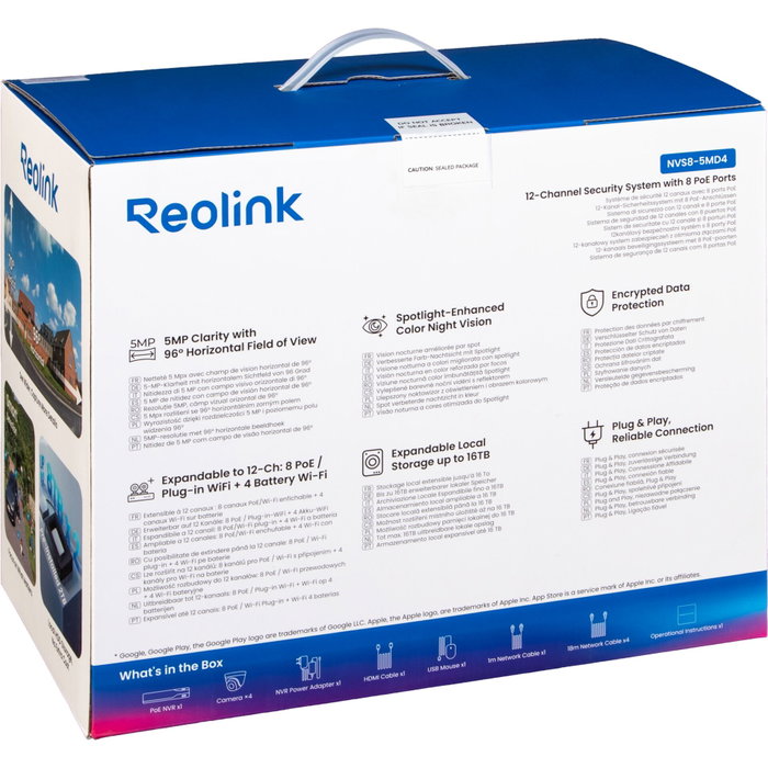 Reolink NVS8-5MD4 V2 Sistema de Vigilancia 5MP con NVR de 8 Canales y 2TB