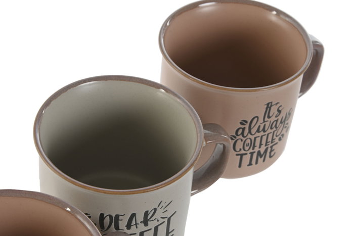 DKD Home Decor Set de 4 Tazas de Gres Mate Rosa 285ml DKD Home Decor Set de 4 Tazas de Gres Mate Rosa 285ml