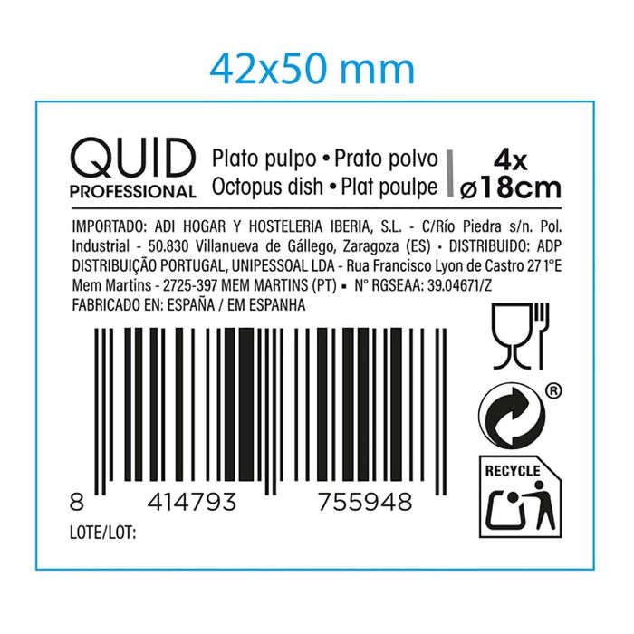 Set 4 Platos Pulpo Madera Pulpo Quid Professional 18 cm