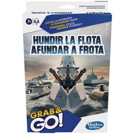 Hasbro Gaming Hundir la Flota Viaje F8252 Grab and Go - Clásico juego de estrategia en formato portátil para niños +7 años