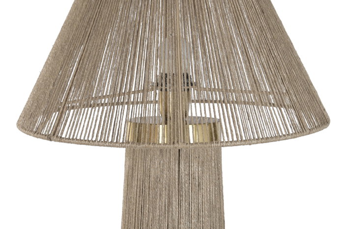 DKD Home Decor Lámpara de pie de ratán Marrón y Oro