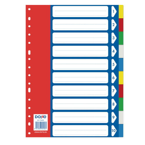 Dohe Separadores Polipropileno 90458 A4 10 Posiciones 5 Colores 225x300 Dohe Separadores Polipropileno 90458 A4 10 Posiciones 5 Colores 225x300