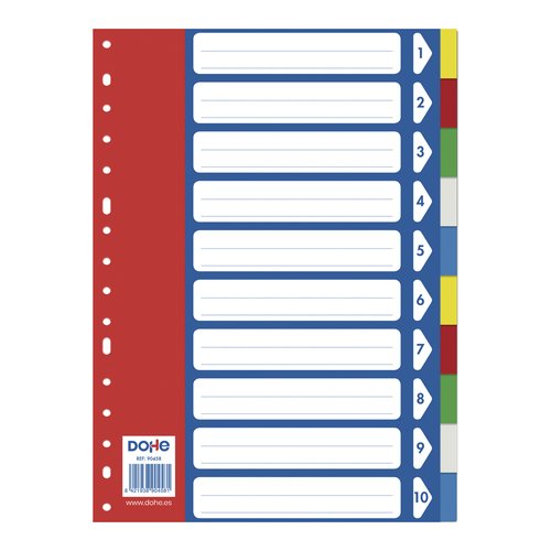Dohe Separadores Polipropileno 90458 A4 10 Posiciones 5 Colores 225x300 Dohe Separadores Polipropileno 90458 A4 10 Posiciones 5 Colores 225x300