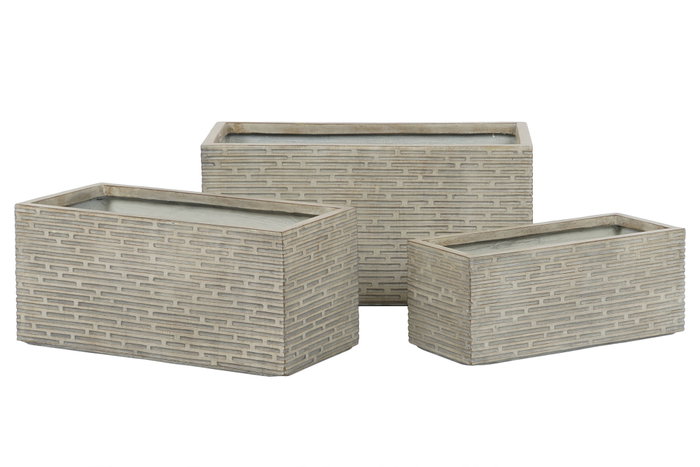 DKD Home Decor Set de 3 Jardineras Magnesia Beige