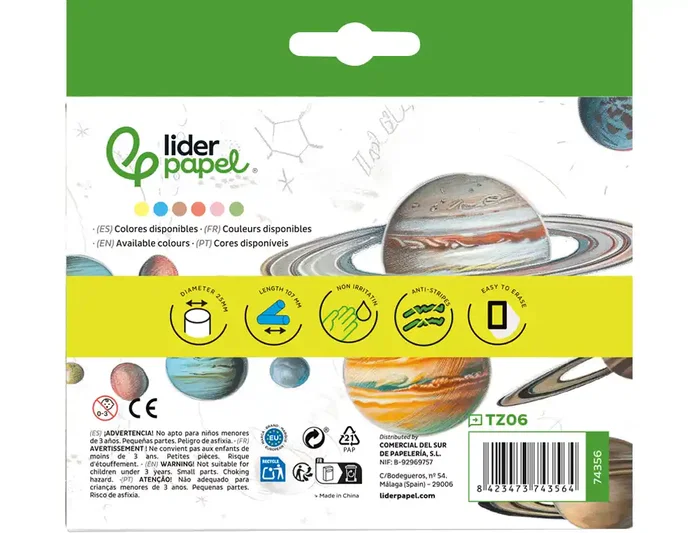 Liderpapel Tiza para Suelo Caja 6 Unidades Colores Surtidos Ideal Actividades Escolares Liderpapel Tiza para Suelo Caja 6 Unidades Colores Surtidos Ideal Actividades Escolares