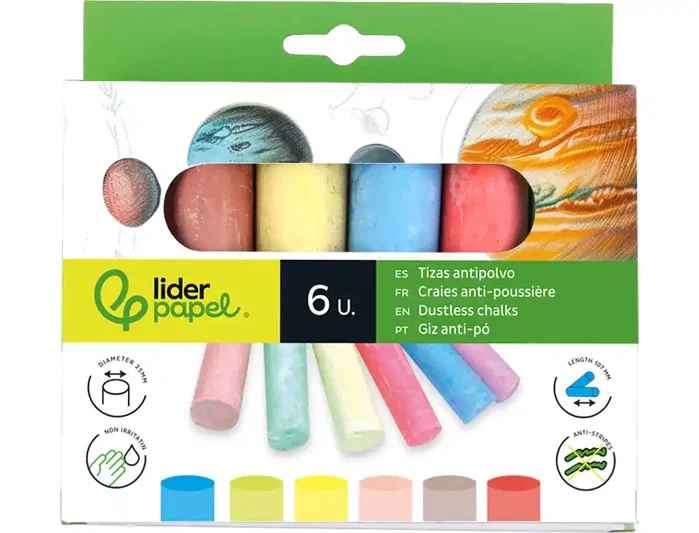 Liderpapel Tiza para Suelo Caja 6 Unidades Colores Surtidos Ideal Actividades Escolares Liderpapel Tiza para Suelo Caja 6 Unidades Colores Surtidos Ideal Actividades Escolares