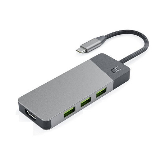 Green Cell HUBGC01 Hub de interfaces USB-C con HDMI 4K y puertos USB 3.2