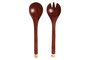 DKD Home Decor Set de 2 Utensilios de Acacia y Aluminio Marrón y Dorado 32x8x2 cm de la Colección Metal Makers 2023