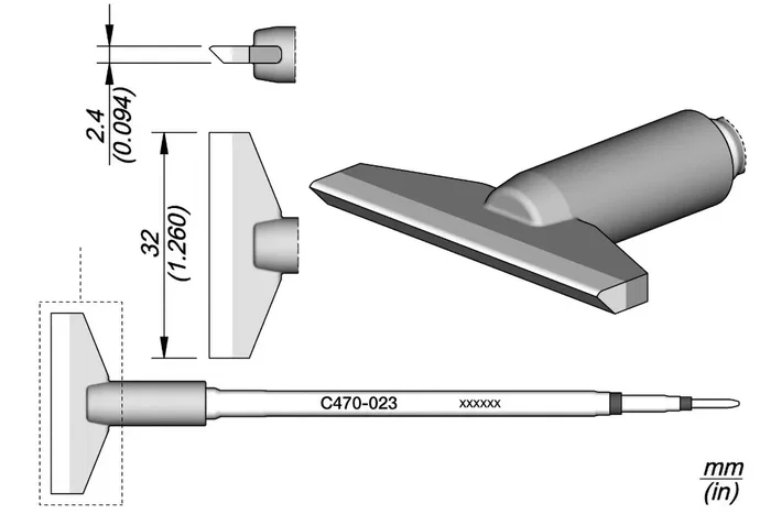 JBC TOOLS Punta de soldadura tipo espátula 32,2mm Heavy Duty