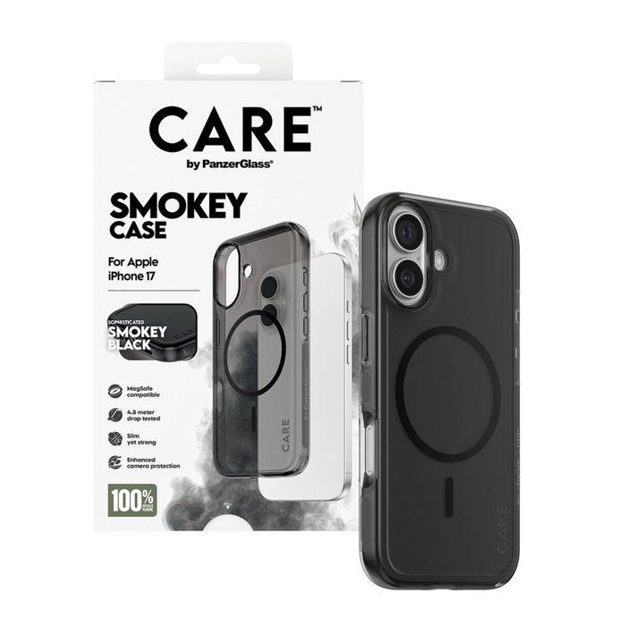 PanzerGlass CARE™ Smokey Case con MagSafe para iPhone 17 - Negro