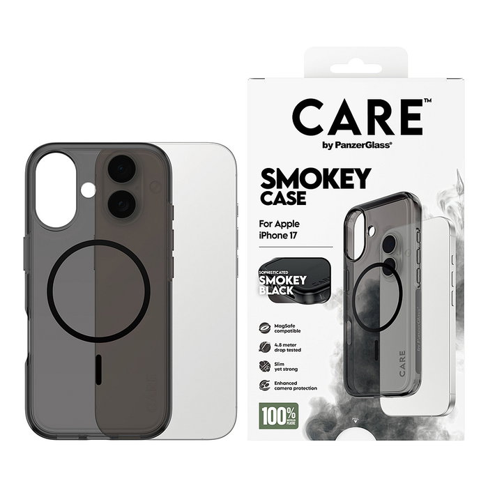 PanzerGlass CARE™ Smokey Case con MagSafe para iPhone 17 - Negro