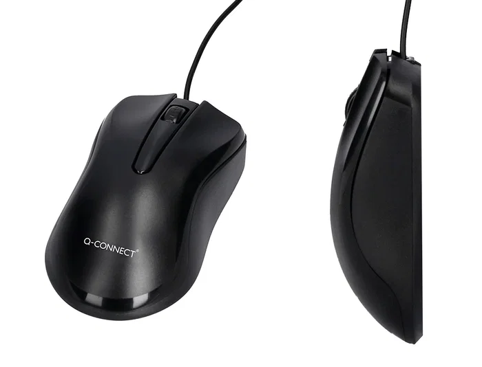 Q-connect Set Teclado y Ratón con Cable, USB, Color Negro