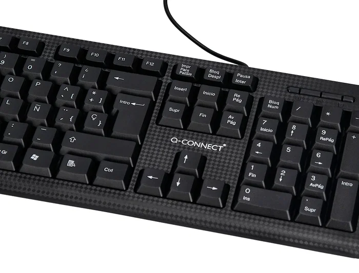 Q-connect Set Teclado y Ratón con Cable, USB, Color Negro