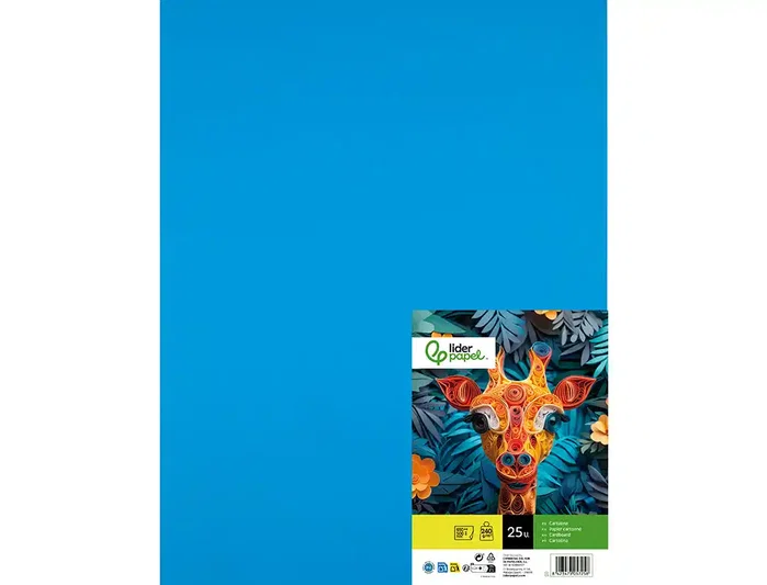 Liderpapel Cartulina Azul turquesa 50x65 cm 240g/m2, 25 hojas