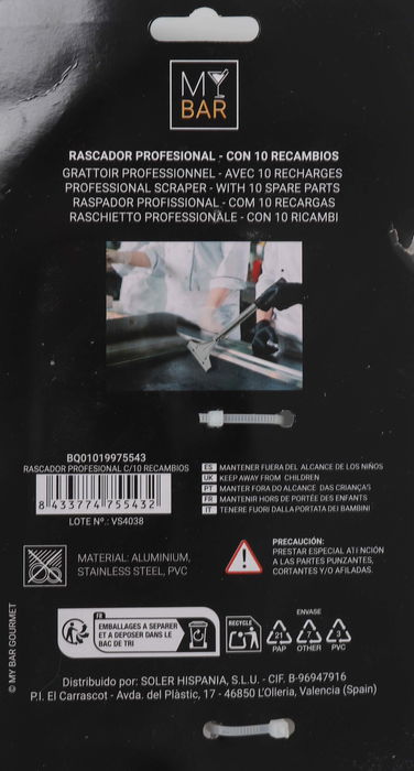 My Bar Rascador Profesional con 10 Recambios y Dimensiones 11 cm x 3 cm x 32 cm (12 Unidades)