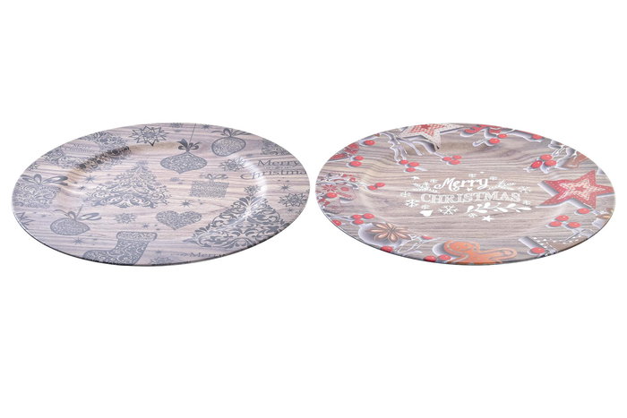 DKD Home Decor Centro de Mesa Navidad Tradicional Rojo Negro 33 x 2 x 33 cm (12 Unidades)