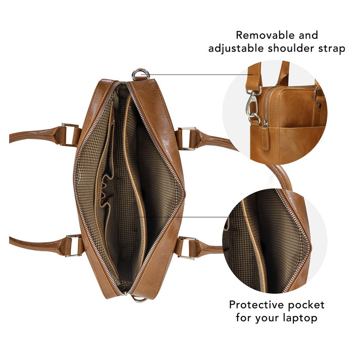 dbramante 1928 ROSENBORG 16IN TAN 2ND GEN Maletín para portátil de 16 pulgadas, cuero, unisex, color bronceado