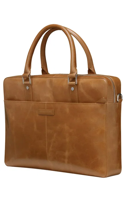 Dbramante1928 Maletín para Portátil 16" (40.6 cm) Rosenborg, Cuero de Grano Entero, Color Bronceado, Tirante para Hombro, 1.17 kg