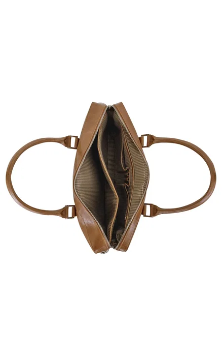 Dbramante1928 Maletín para Portátil 16" (40.6 cm) Rosenborg, Cuero de Grano Entero, Color Bronceado, Tirante para Hombro, 1.17 kg