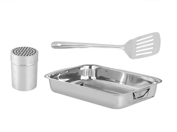 Kinvara Set 3 Piezas Rustidera 36x26 cm Pala Dispensador Acero Inoxidable Plata (Set de 6) Kinvara Set 3 Piezas Rustidera 36x26 cm Pala Dispensador Acero Inoxidable Plata (Set de 6)