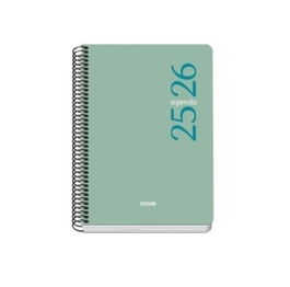Dohe 52074 Agenda Escolar 2025-2026 Tamaño A5 Tapa Polipropileno Día Página Modelo Esencial Basic Verde Claro