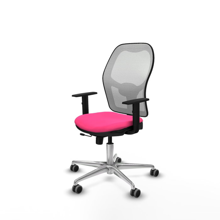 PIQUERAS Y CRESPO Silla de oficina Jorquera Rosa y Blanca con mecanismo Sincro/Traslack