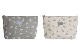 DKD Home Decor Neceser Baby Dinos 23 Blanco Gris Canvas Algodon 8 x 21 x 33 cm (2 Unidades)