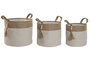 DKD Home Decor Set de 3 Cestas de Almacenaje Natural y Crema
