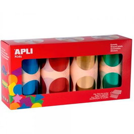 Apli Gomets Redondos XXL Pack 4 Rollos Metalizados Colores Surtidos 5664 Unidades Ø 45 mm