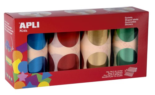 APLI Gomets XXL Pack de 4 Rollos Redondos Metalizados Ø 45 mm Surtidos APLI Gomets XXL Pack de 4 Rollos Redondos Metalizados Ø 45 mm Surtidos
