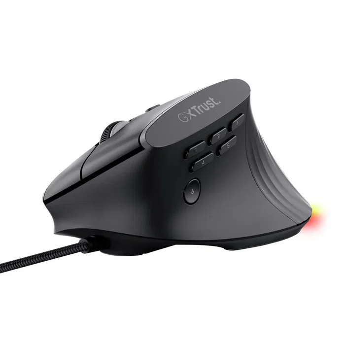 Trust GXT 145 Rexxa Ratón Gaming para Mano Derecha, Alámbrico USB, 12800 DPI, 10 Botones Programables, Iluminación RGB, Ergonómico, Negro