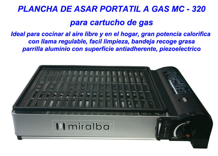 Miralba MC-320 Plancha para Asar Portátil a Cartucho de Gas Miralba MC-320 Plancha para Asar Portátil a Cartucho de Gas