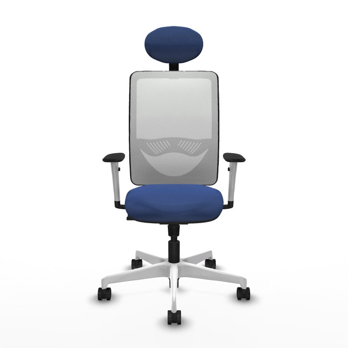 PIQUERAS Y CRESPO Silla de oficina Zulema con mecanismo Sincro, Azul marino y Blanco